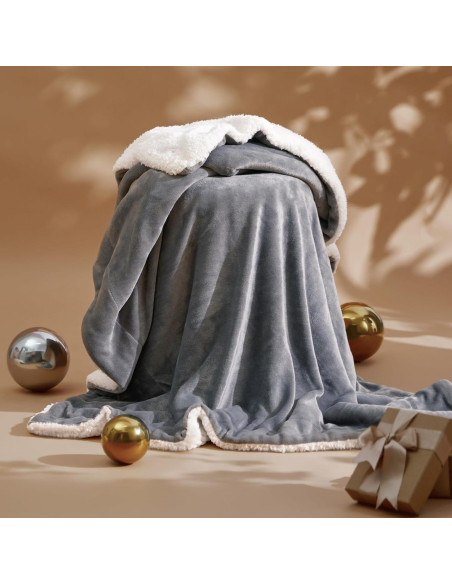 Manta de lana Sherpa Bedsure 127x152 cm Gris - Suave y Cálida