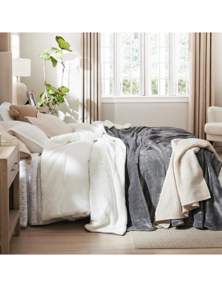 Manta de lana Sherpa Bedsure 127x152 cm Gris - Suave y Cálida
