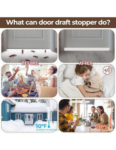 2 Tapones de Corrientes de Aire para Puerta Ohuhu 99x5cm Blanco