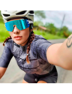 Gafas de Ciclismo VEWOE Polarizadas UV400 Naranja y Azul 2