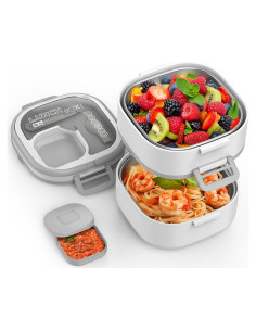 Caja Bento PEDECO Doble Capa Acero Inoxidable 1.27kg Blanco