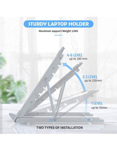 Soporte Plegable para Laptop Klsniur Ajustable Ventilado Plata