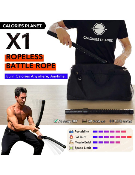 Cuerda de Batalla Sin Cuerda X1 Calories Planet - HIIT Compacta