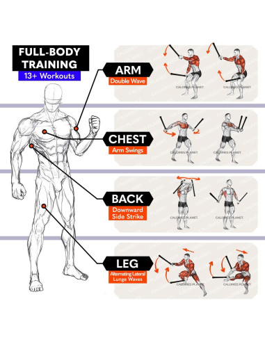 Cuerda de Batalla Sin Cuerda X1 Calories Planet - HIIT Compacta