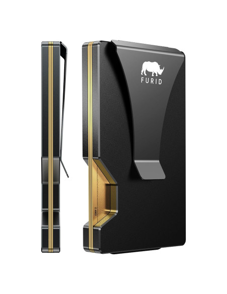 Billetera delgada minimalista Furid con bloqueo RFID - Aluminio Negro