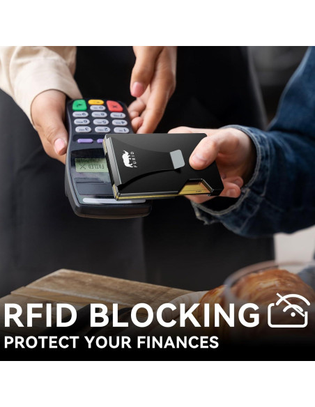 Billetera delgada minimalista Furid con bloqueo RFID - Aluminio Negro