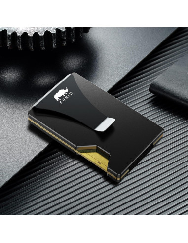 Billetera delgada minimalista Furid con bloqueo RFID - Aluminio Negro