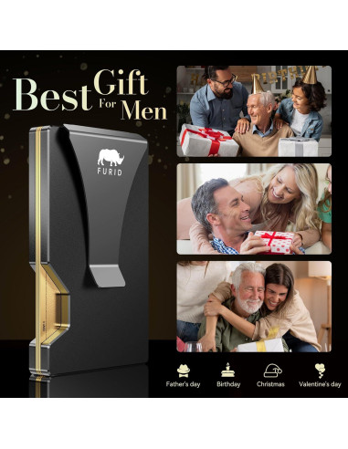 Billetera delgada minimalista Furid con bloqueo RFID - Aluminio Negro