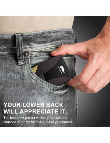 Billetera delgada minimalista Furid con bloqueo RFID - Aluminio Negro