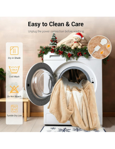 Manta Eléctrica Calentada OPCLZS con Bolsillo Desmontable 203x127cm