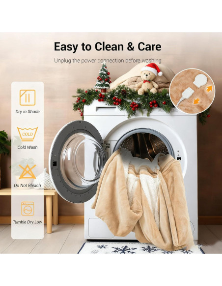 Manta Eléctrica Calentada OPCLZS con Bolsillo Desmontable 203x127cm