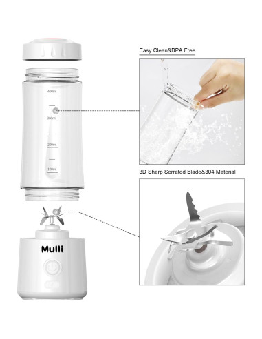 Licuadora Portátil Mulli DC-7SM 414ml USB Recargable