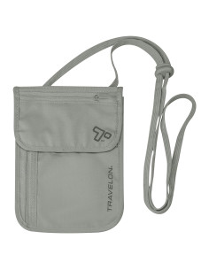 Billetera de viaje Travelon con bloqueo RFID para cuello gris