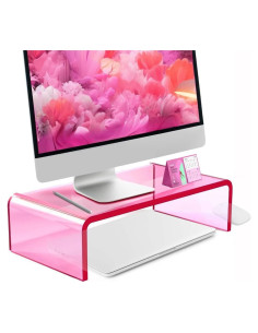 Soporte de Monitor Acrílico Ergonómico Rosa 40.64x19.05 cm