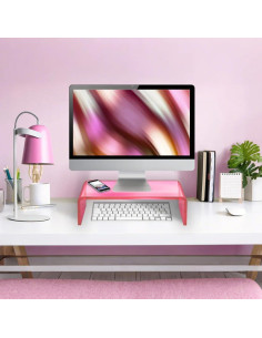 Soporte de Monitor Acrílico Ergonómico Rosa 40.64x19.05 cm 2