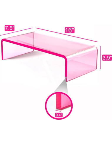 Soporte de Monitor Acrílico Ergonómico Rosa 40.64x19.05 cm