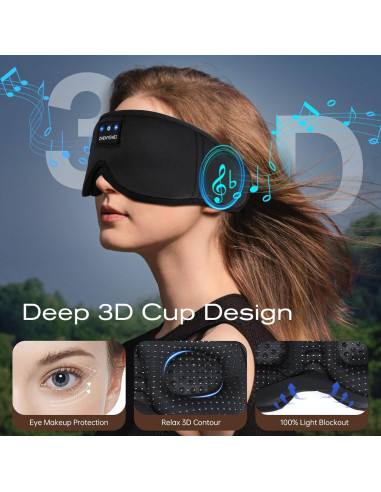 Máscara de Sueño Bluetooth ZHENYEMEI 3D con Auriculares