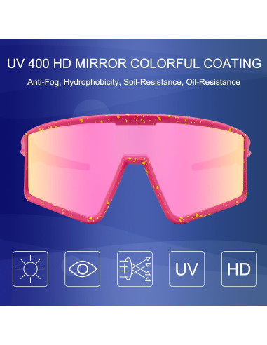 Gafas de Ciclismo Xiyalai Rosa UV400 para Adultos