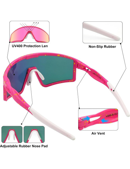 Gafas de Ciclismo Xiyalai Rosa UV400 para Adultos