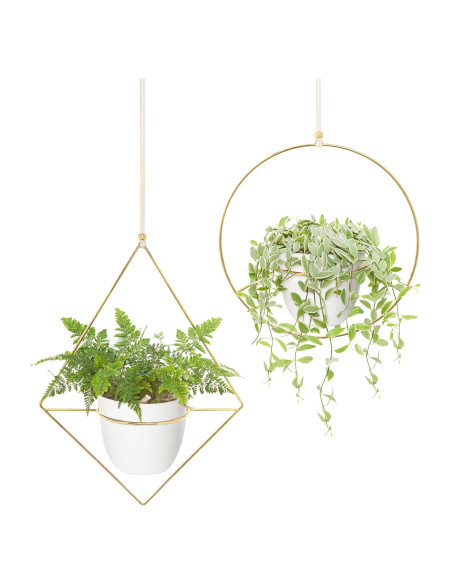 Mkono Juego de 2 Macetas Colgantes de Metal Dorado 15 cm