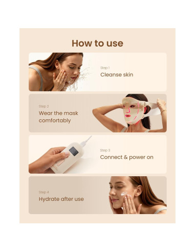 Máscara de Terapia de Luz Roja RENPHO E100B 324 LEDs 3 Modos