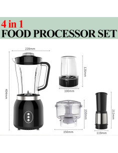 Mezclador YPCOO 800W 4 en 1 con Jarras de 1.8L y 0.6L 2