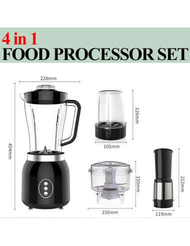 Mezclador YPCOO 800W 4 en 1 con Jarras de 1.8L y 0.6L