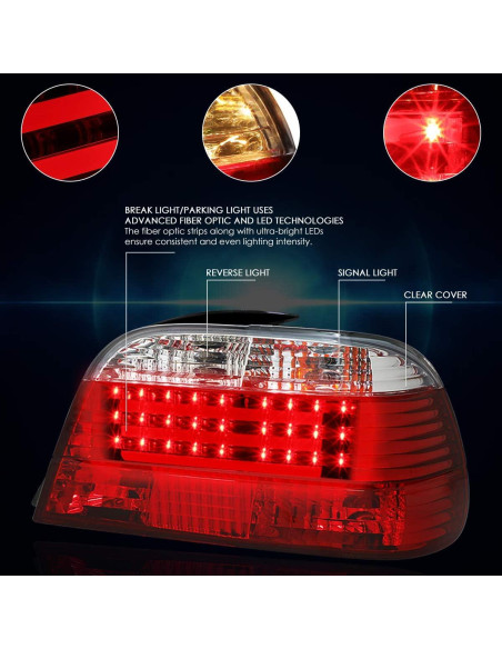 Luz Trasera LED 3D Rojo/Transparente PM Performotor para BMW E38 95-01