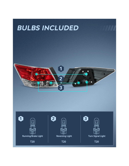 Luces Traseras Nilight para Honda Accord 2008-2012 - Impermeables