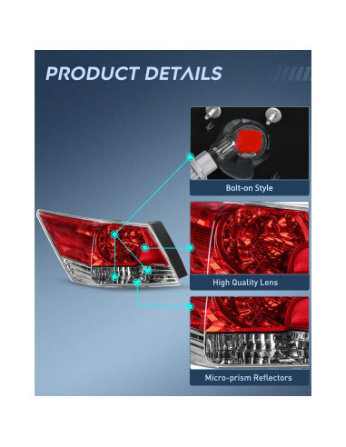 Luces Traseras Nilight para Honda Accord 2008-2012 - Impermeables