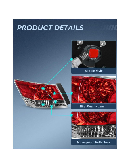 Luces Traseras Nilight para Honda Accord 2008-2012 - Impermeables