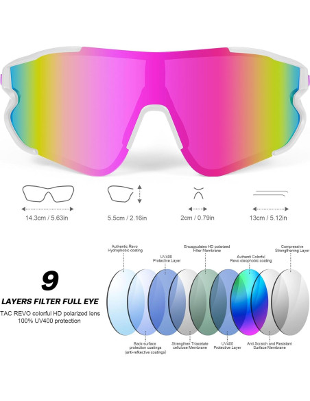 Gafas de Ciclismo Odoland UV400 Polarizadas Intercambiables