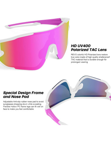 Gafas de Ciclismo Odoland UV400 Polarizadas Intercambiables