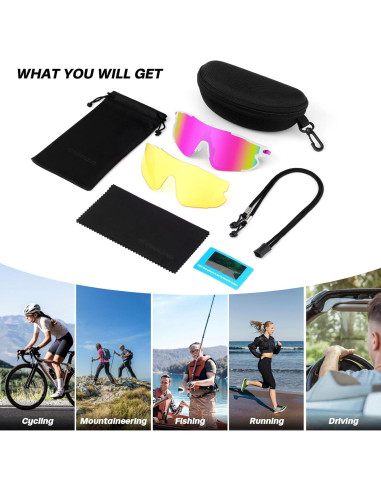 Gafas de Ciclismo Odoland UV400 Polarizadas Intercambiables