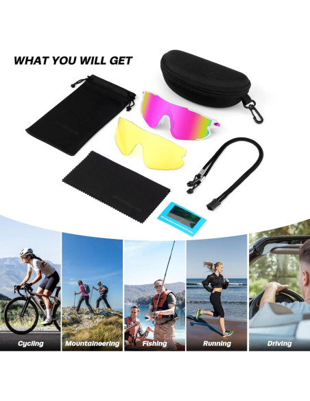 Gafas de Ciclismo Odoland UV400 Polarizadas Intercambiables