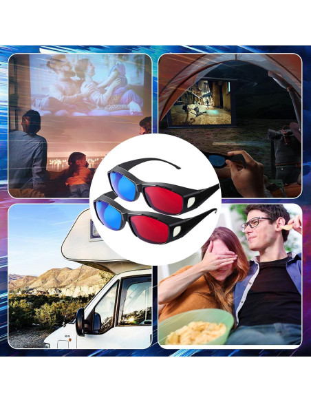 Gafas 3D BBTO Rojas Azules - 2 Piezas, Ligeras y Resistentes