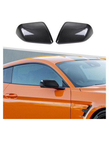 Cubierta de Espejo Retrovisor Jimen para Ford Mustang 2015-2023, 2PCS Fibra de Carbono