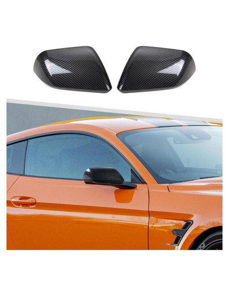 Cubierta de Espejo Retrovisor Jimen para Ford Mustang 2015-2023, 2PCS Fibra de Carbono