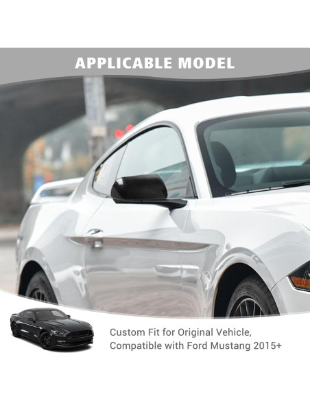 Cubierta de Espejo Retrovisor Jimen para Ford Mustang 2015-2023, 2PCS Fibra de Carbono