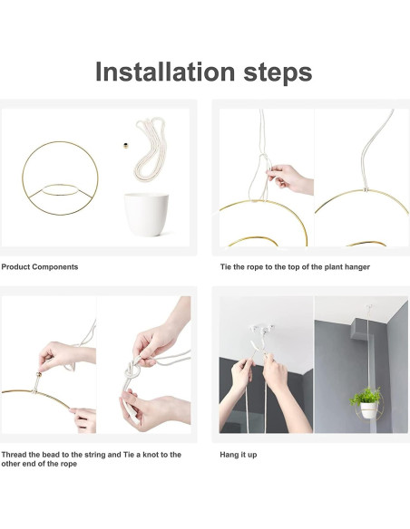 Mkono Juego de 2 Macetas Colgantes de Metal Dorado 15 cm