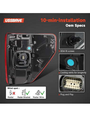 Luz Trasera LED Ussbaye para Ford F150 2021-2023 Izquierda