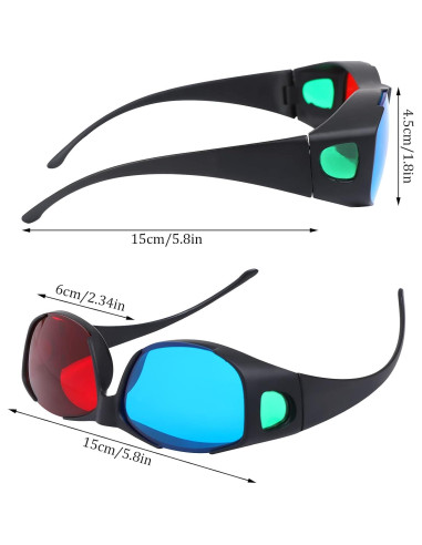 Gafas 3D Adasea Rojo Azul 3 Piezas Ligeras y Duraderas