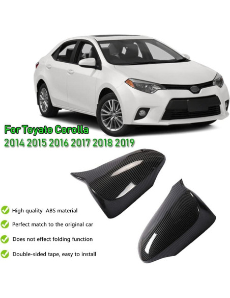 Cubiertas de Espejo Retrovisor BOYOUS ABS para Toyota Corolla 2014-2019