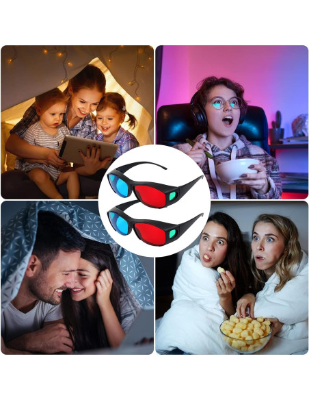 Gafas 3D Adasea Rojo Azul 3 Piezas Ligeras y Duraderas