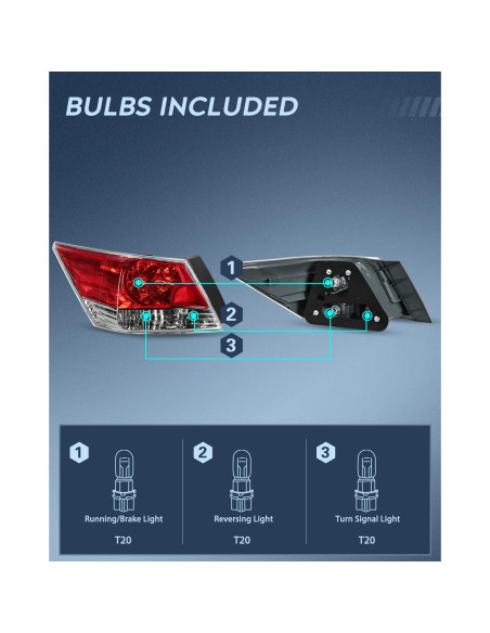 Luces Traseras Nilight para Honda Accord 2008-2012 Lado Izquierdo