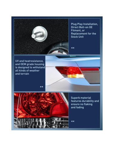 Luces Traseras Nilight para Honda Accord 2008-2012 Lado Izquierdo