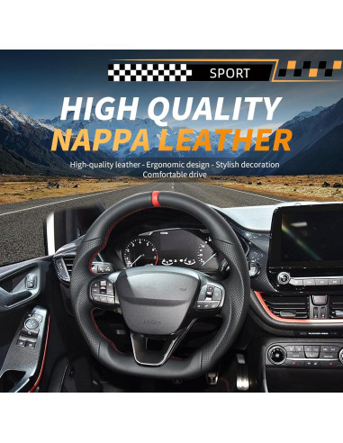Volante de Cuero Nappa D OHC MOTORS para Ford Fiesta 2018