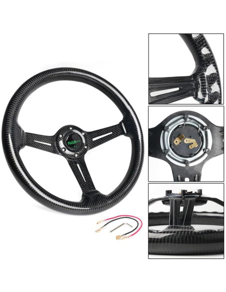 Volante de Carreras RASTP de Fibra de Carbono 345mm Universal
