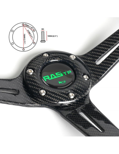 Volante de Carreras RASTP de Fibra de Carbono 345mm Universal