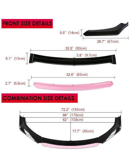 Labio de Parachoques Frontal Xotic Tech Negro/Rosa Universal